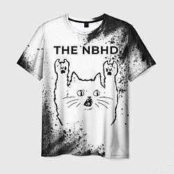 Мужская футболка The Neighbourhood рок кот на светлом фоне