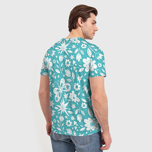 Мужская футболка Нежный цветочный паттерн / 3D-принт – фото 4