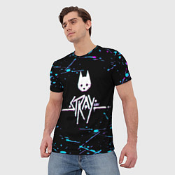 Футболка мужская Stray - краска - neon, цвет: 3D-принт — фото 2