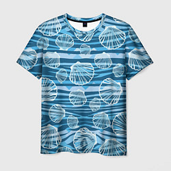 Мужская футболка Паттерн из створок ракушки - океан