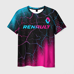 Мужская футболка Renault - neon gradient: символ сверху