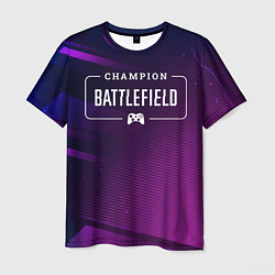 Футболка мужская Battlefield gaming champion: рамка с лого и джойст, цвет: 3D-принт
