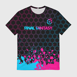 Мужская футболка Final Fantasy - neon gradient: символ сверху