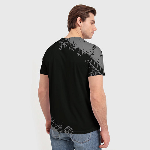 Мужская футболка Land Rover в стиле Top Gear со следами шин на фоне / 3D-принт – фото 4