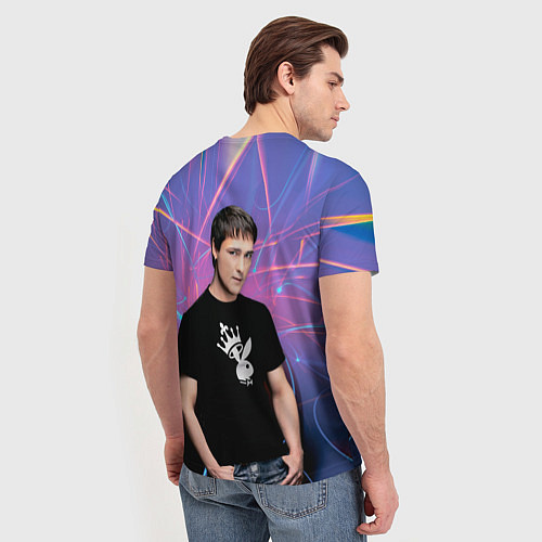Мужская футболка Юрий Шатунов на неоновом фоне / 3D-принт – фото 4