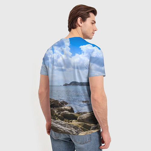Мужская футболка Парусник на горизонте океана / 3D-принт – фото 4