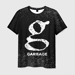 Мужская футболка Garbage с потертостями на темном фоне
