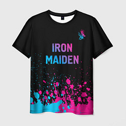 Мужская футболка Iron Maiden - neon gradient: символ сверху