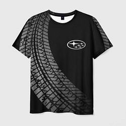 Футболка мужская Subaru tire tracks, цвет: 3D-принт