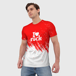Футболка мужская I love rock - краска, цвет: 3D-принт — фото 2