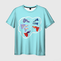 Мужская футболка Маленькие цветные аквариумные рыбки