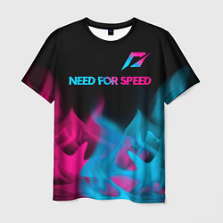 Мужская футболка Need for Speed - neon gradient: символ сверху