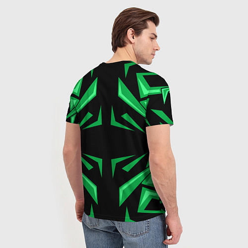 Мужская футболка Фигуры зеленого цвета на черном фоне geometry / 3D-принт – фото 4