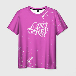 Мужская футболка Lana Del Rey - на розовом фоне брызги