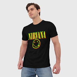 Футболка мужская Nirvana logo glitch, цвет: 3D-принт — фото 2