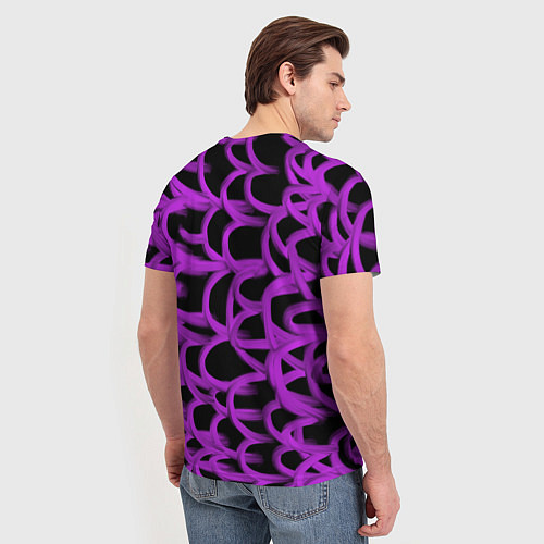 Мужская футболка Нити из фиолетовой краски / 3D-принт – фото 4
