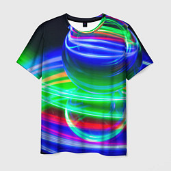 Мужская футболка Волнообразные абстрактные линии и шары