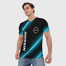 Футболка мужская Nissan неоновые лампы, цвет: 3D-принт — фото 2