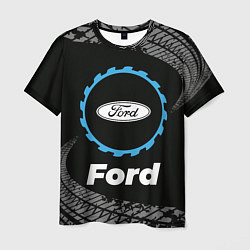 Мужская футболка Ford в стиле Top Gear со следами шин на фоне