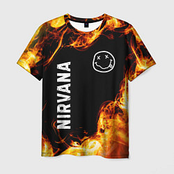 Футболка мужская Nirvana и пылающий огонь, цвет: 3D-принт