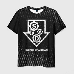 Мужская футболка System of a Down с потертостями на темном фоне