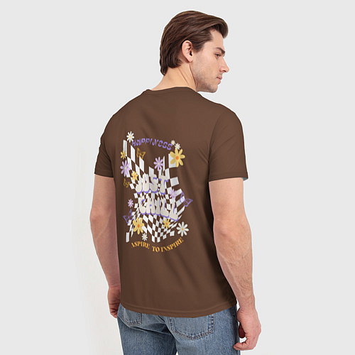 Мужская футболка Just chill ретро дизайн с ромашками / 3D-принт – фото 4