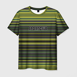 Мужская футболка Спортклуб полосатый оливково-зеленый полосатый узо