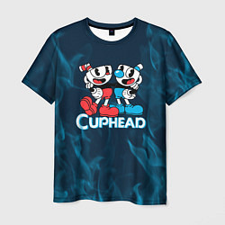 Мужская футболка Cuphead синий огонь