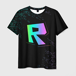 Мужская футболка Roblox logo neon