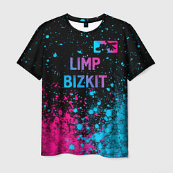 Мужская футболка Limp Bizkit - neon gradient: символ сверху