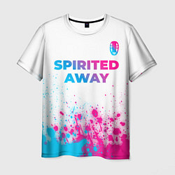 Мужская футболка Spirited Away neon gradient style: символ сверху