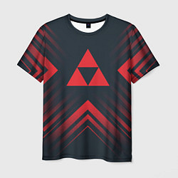 Мужская футболка Красный символ Zelda на темном фоне со стрелками
