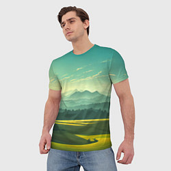 Футболка мужская Зелёная долина, пейзаж, цвет: 3D-принт — фото 2