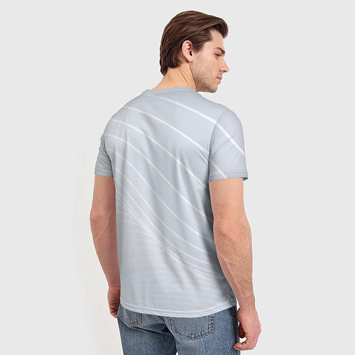 Мужская футболка Серый фон и белые линии / 3D-принт – фото 4