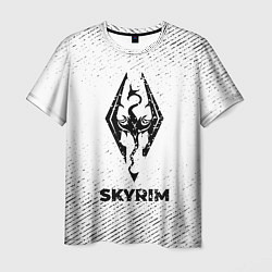 Мужская футболка Skyrim с потертостями на светлом фоне