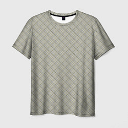 Мужская футболка Серо-бежевая клетка с тонкой черной полосой