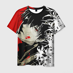 Мужская футболка Канеки Кен и цветы - Токийский гуль