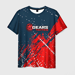 Мужская футболка Gears of War - бела-красная текстура