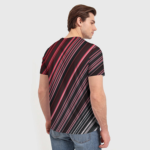 Мужская футболка Абстрактные неоновые линии и полосы / 3D-принт – фото 4