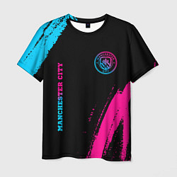 Мужская футболка Manchester City - neon gradient: надпись, символ