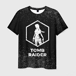 Мужская футболка Tomb Raider с потертостями на темном фоне