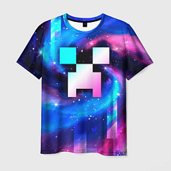 Мужская футболка Minecraft неоновый космос