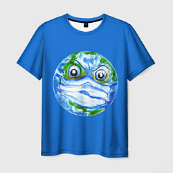 Мужская футболка Злая планета Земля в маске