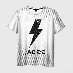 Мужская футболка AC DC с потертостями на светлом фоне