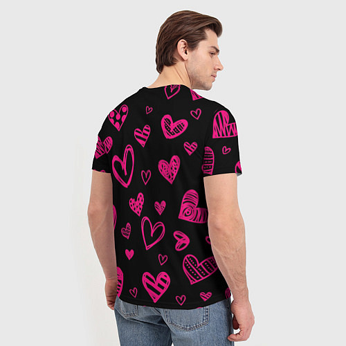 Мужская футболка Розовые сердца / 3D-принт – фото 4