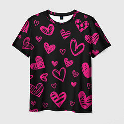 Мужская футболка Розовые сердца
