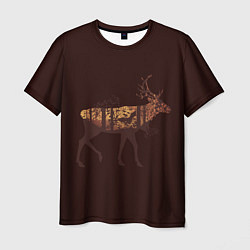 Мужская футболка Осенний лес в силуэте оленя