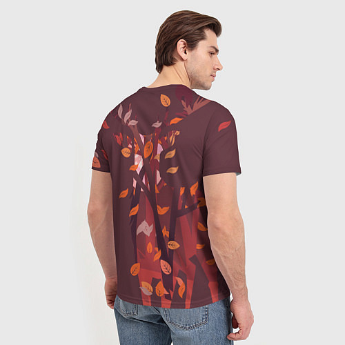 Мужская футболка Осенний олень с птицей / 3D-принт – фото 4