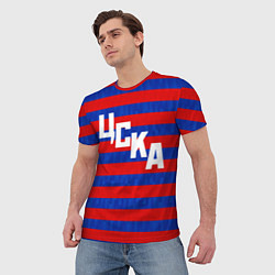 Футболка мужская ЦСКА полосы, цвет: 3D-принт — фото 2
