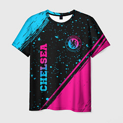 Мужская футболка Chelsea - neon gradient: надпись, символ